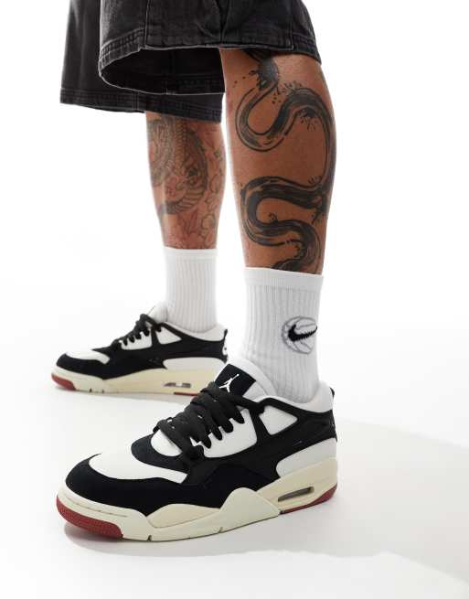 Nike Air Jordan 4 remastered trainers in white and black - WHITE, 5 of 5