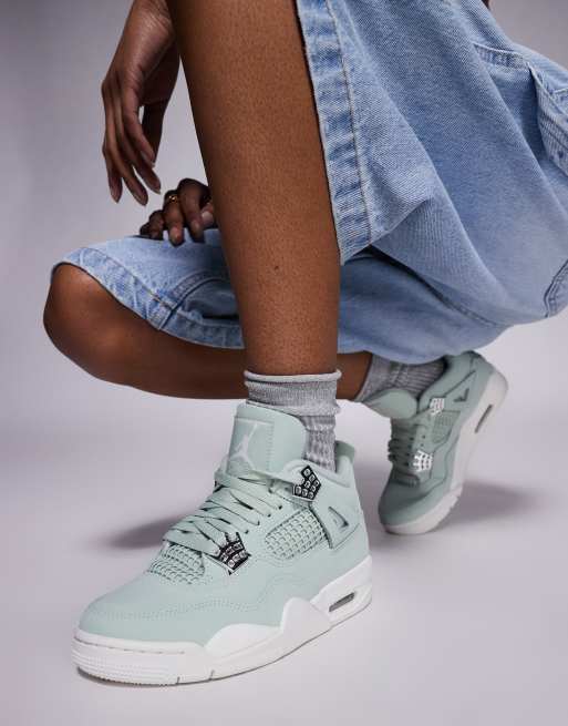Nike - Air Jordan - 4 Retro - Sneakers in groen en zilver, 3 van 5