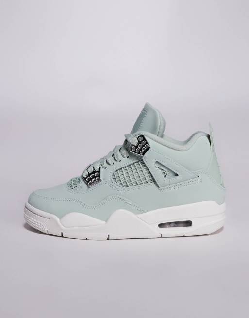 Nike Air Jordan 4 Retro sneakers in light green and white