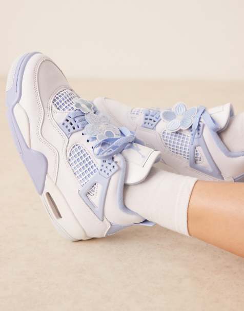 Nike Air Jordan 4 Retro sneakers in white and light blue - view 1