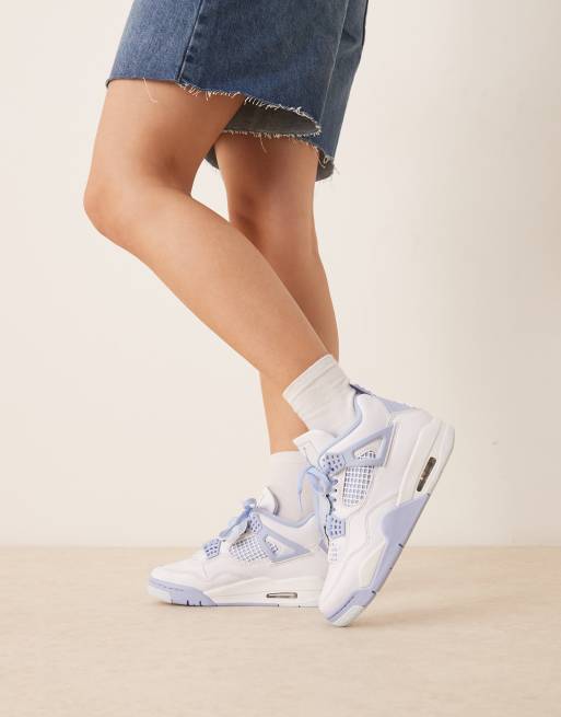 Nike Air Jordan 4 ホワイト/ブルー Nike Air Jordan 4 Retro sneakers in white and light blue | ASOS