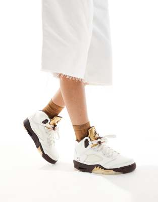 Shop Jordan Nike Air  5 Retro Sneakers In Brown
