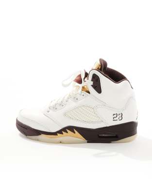 Shop Jordan Nike Air  5 Retro Sneakers In Brown