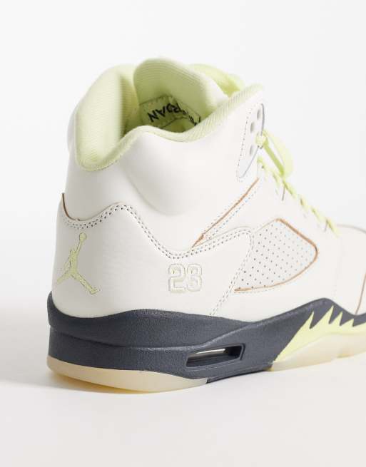 Nike Air Jordan 5 Retro sneakers in off white and green, 3 of 5