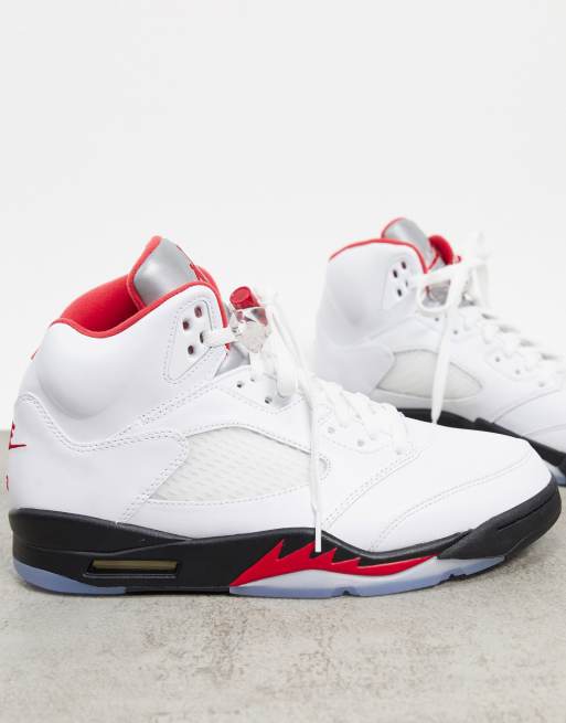 Nike Air Jordan 5 Retro trainers in white fire red