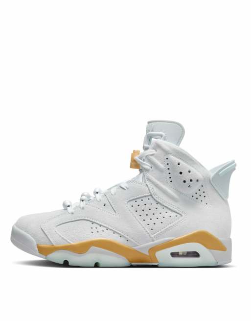 Nike Air Jordan 6 sneakers in light gray and gold