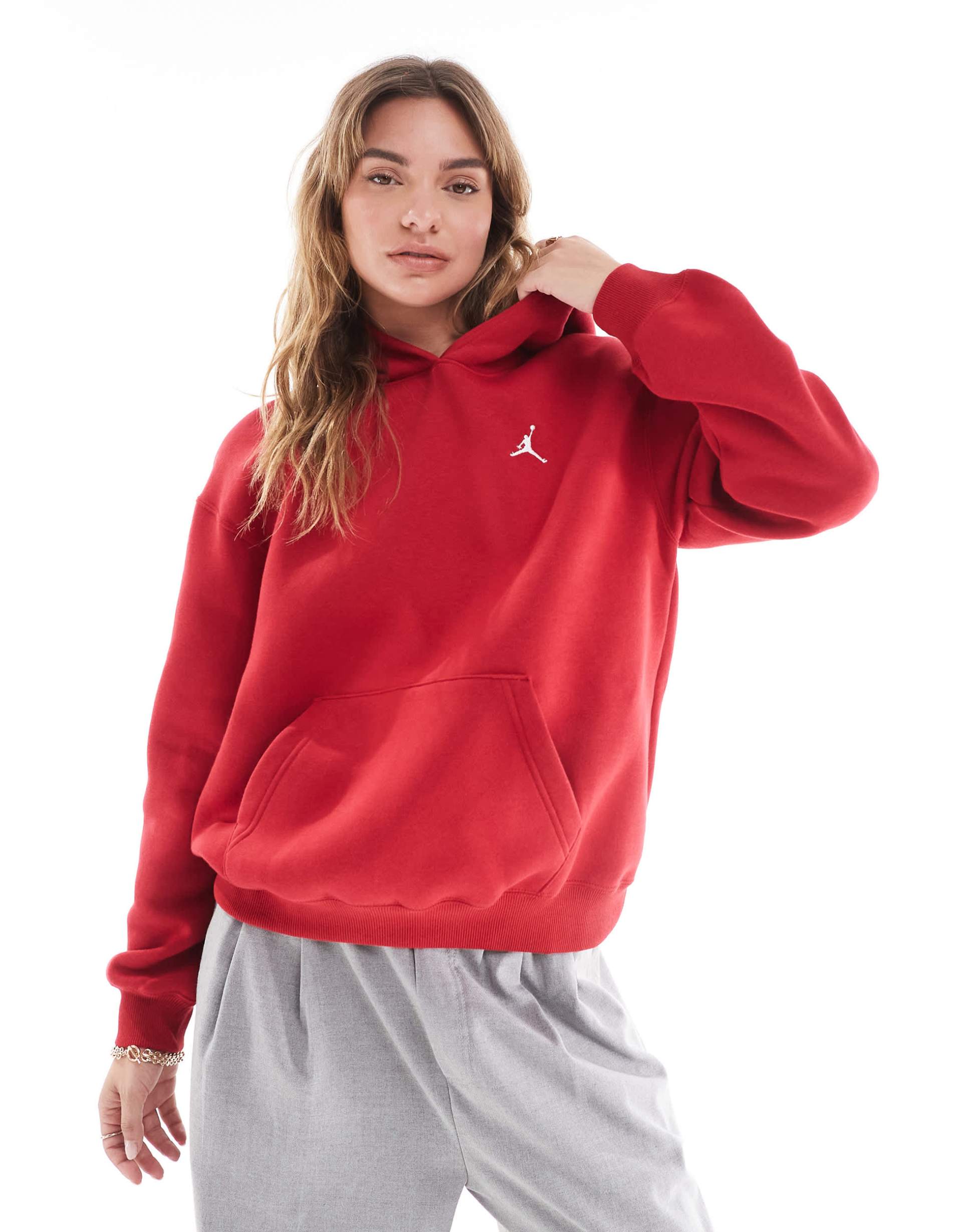 nike air jordan brooklyn fleece hoodie in red