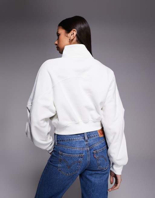 Nike Air Jordan cropped quarter zip top in off white, 4 of 4