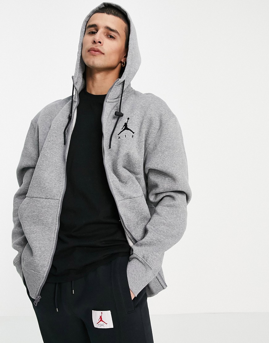 Nike Air Jordan fleece zip hoodie in carbon heather/black-Grey