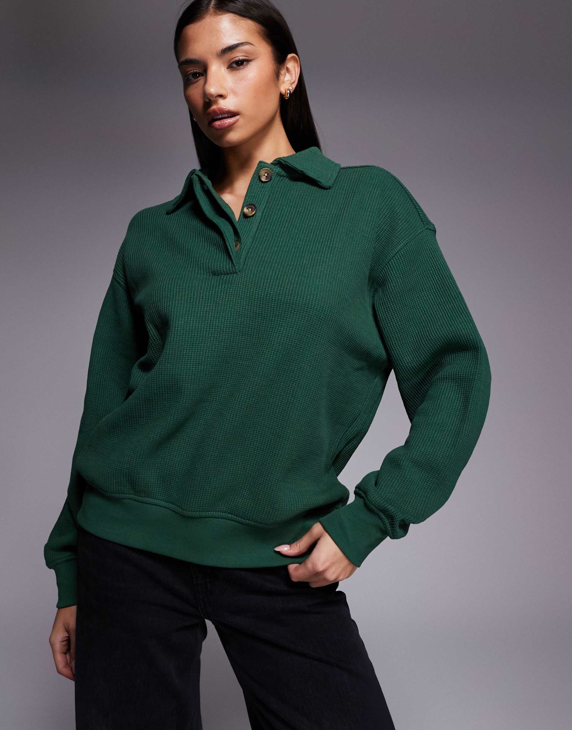 nike air jordan flight long sleeve waffle top in green