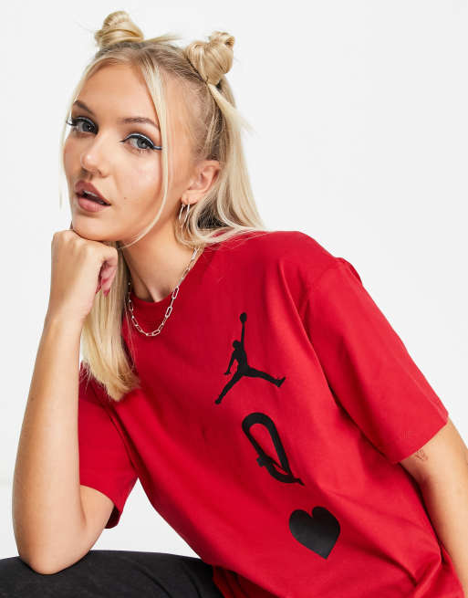 Red jordan store shirts womens