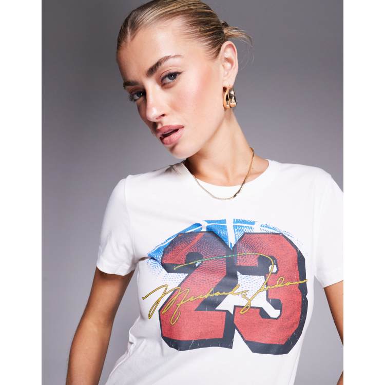 Nike Air Jordan heritage logo slim T-shirt in white | ASOS