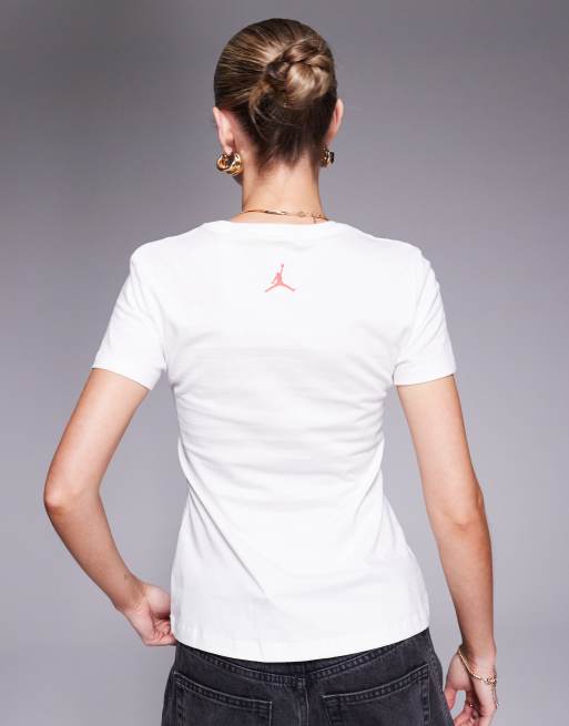 Nike Air Jordan heritage logo slim T-shirt in white, 2 of 4