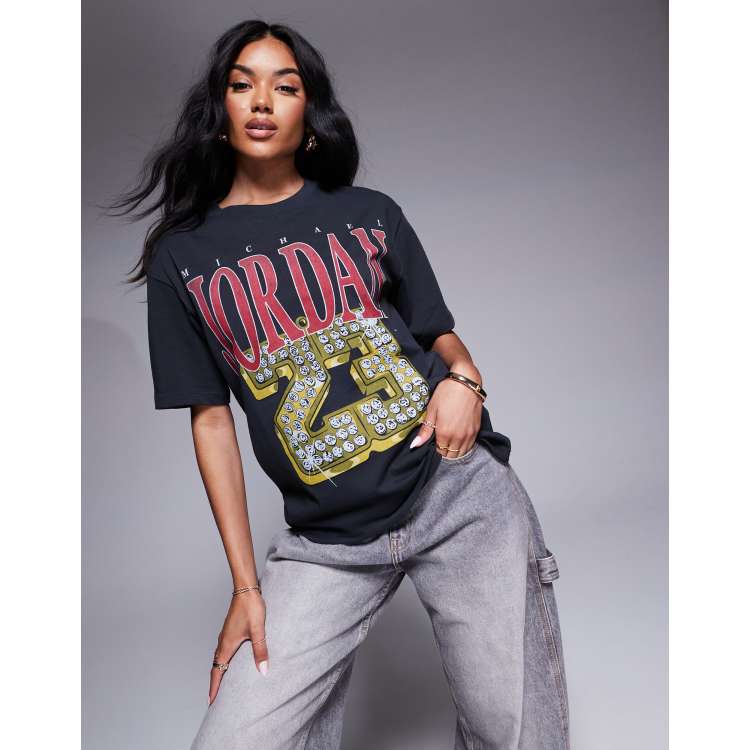 Nike Air Jordan heritage logo t-shirt in black | ASOS