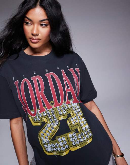 Nike Air Jordan heritage logo t shirt in black