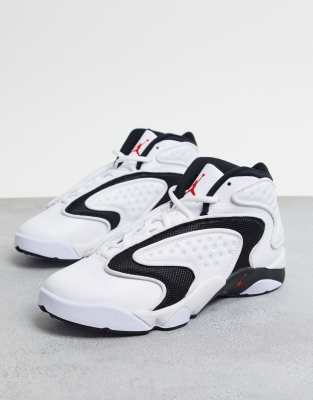 nike air jordan og trainers in white and black