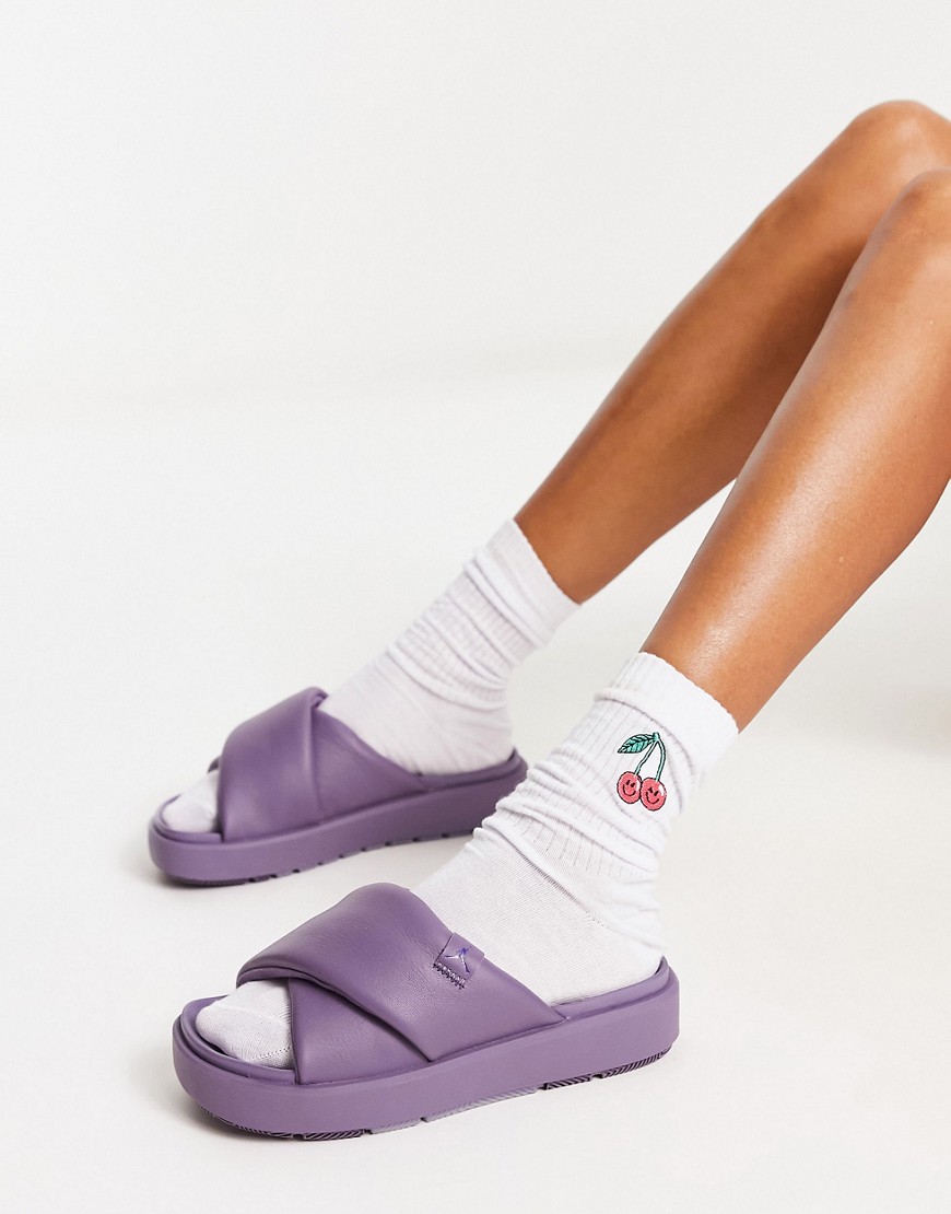 Nike Air Jordan Sophia flatform sliders in purple