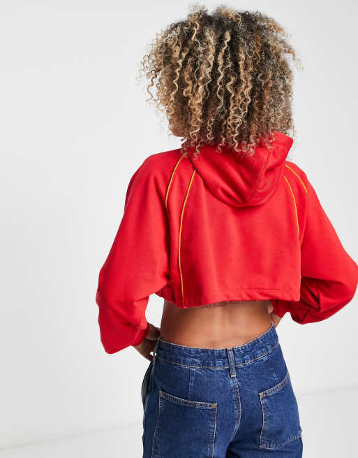 Red cropped store nike hoodie