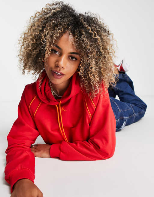 Nike Air Jordan Sport fleece cropped pullover hoodie in fire red