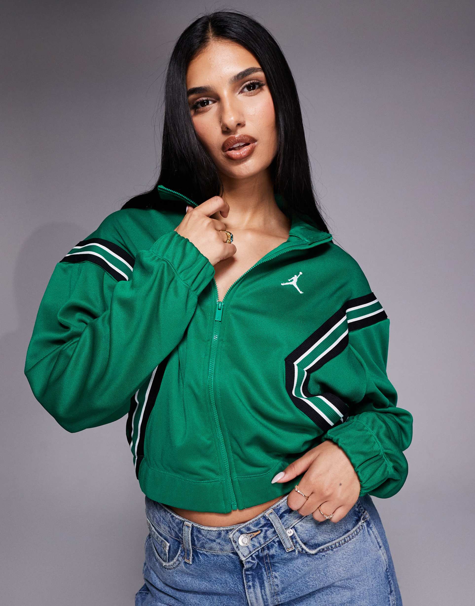 nike air jordan track jacket in dark green