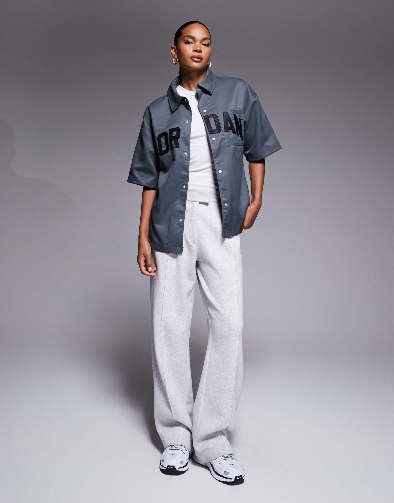 Тканая рубашка Nike Air Jordan темно-серого цвета