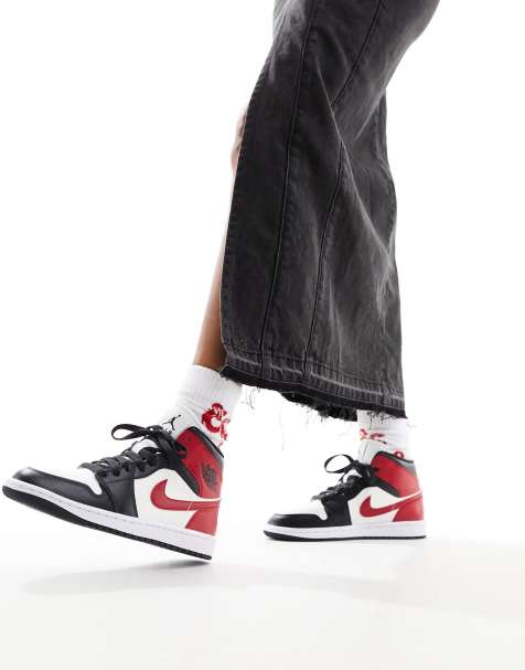 Nike - Air Jordan 1 - Baskets mi-hautes - Blanc/rouge - view 1