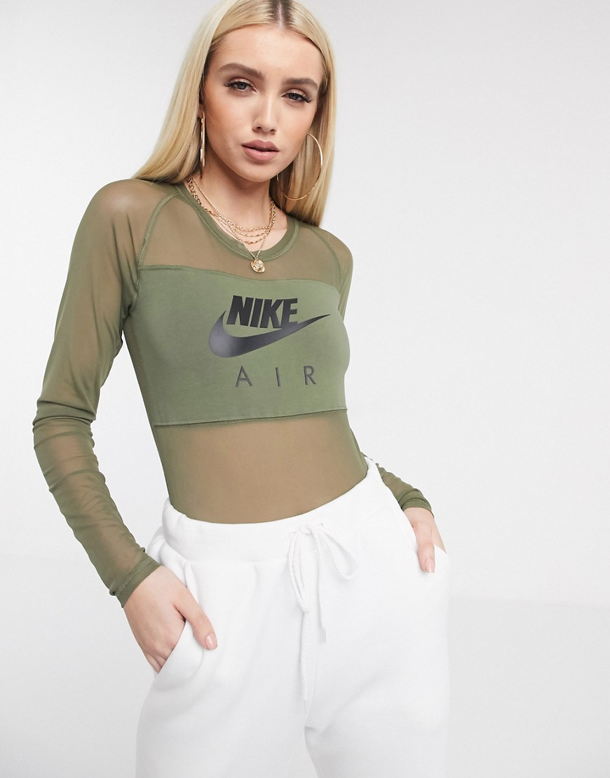 Nike Air khaki green mesh bodysuit