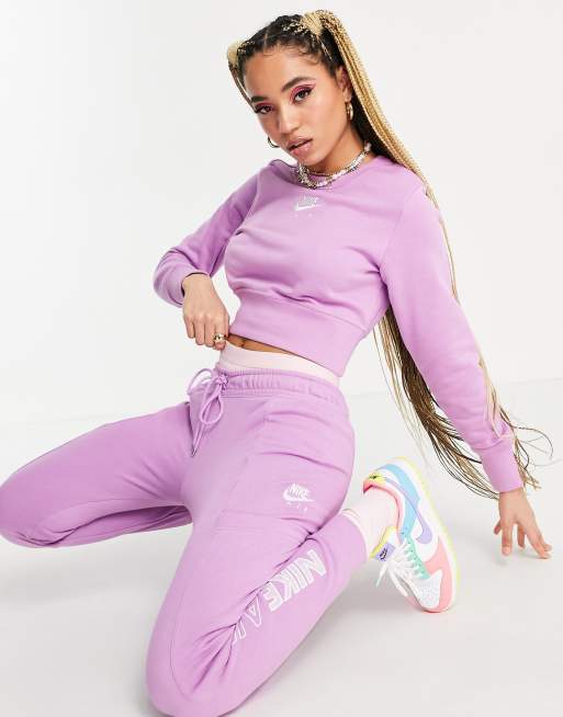 Nike – Air – Kurz geschnittenes Fleece-Sweatshirt in Violettlila 