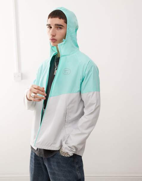 Nike – Air – Laufjacke in Grau und Türkis - view 1