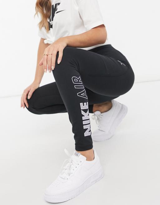 Nike - Leggings a vita alta neri con logo in vita