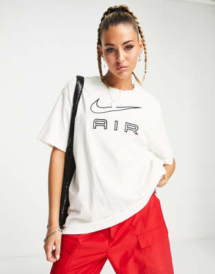 Nike Air logo oversized boyfriend t-shirt in sail white | ASOS