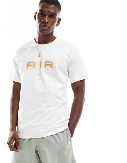 Nike Air logo t-shirt in white and yellow