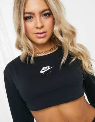 nike air ribbed long sleeve cropped top