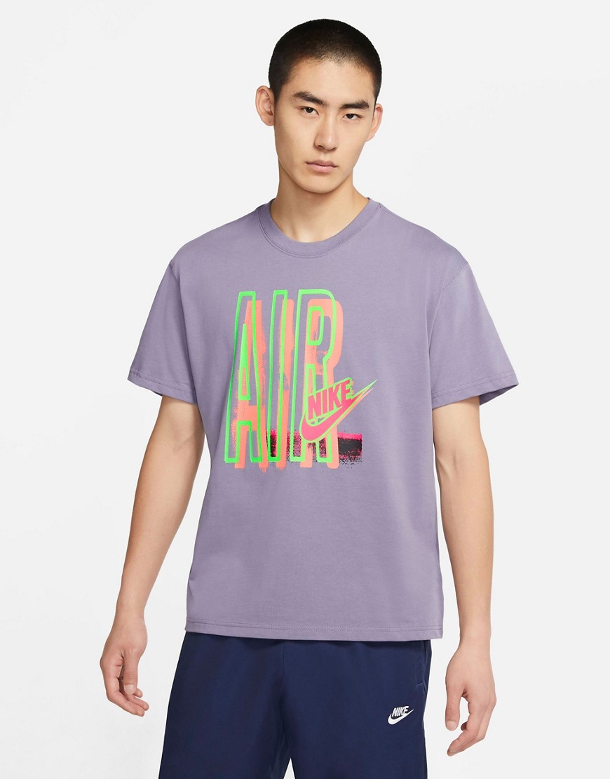 Nike Air loose fit retro graphic t-shirt in dusty lilac-Purple