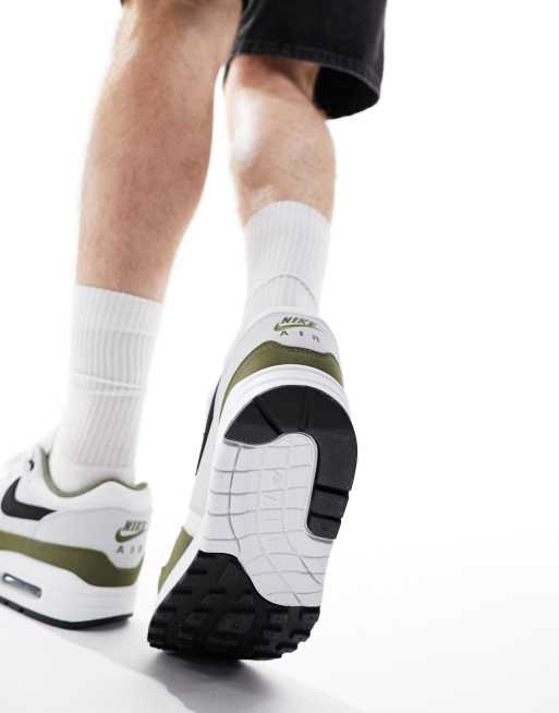 Nike – Air Max 1 – Biało-oliwkowo-czarne buty sportowe, 3 z 4