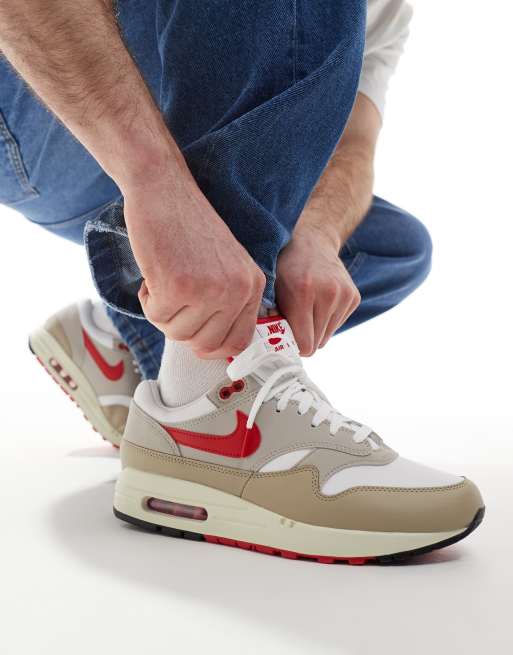 nike CZ4652-005 – Air Max 1 – Biało-szaro-czerwone buty sportowe