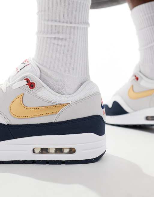 Nike Air Max 1 SC Sneaker in WeiB Marineblau und Gold ASOS