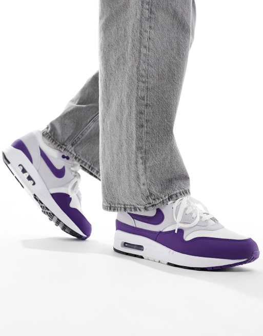 Nike Air Max 1 SE sneakers in white gray and purple