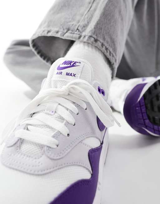 Nike Air Max 1 SE sneakers in white gray and purple ASOS