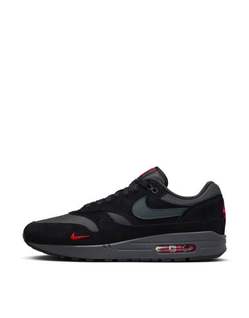 Nike air max 1 best sale mini swoosh black red