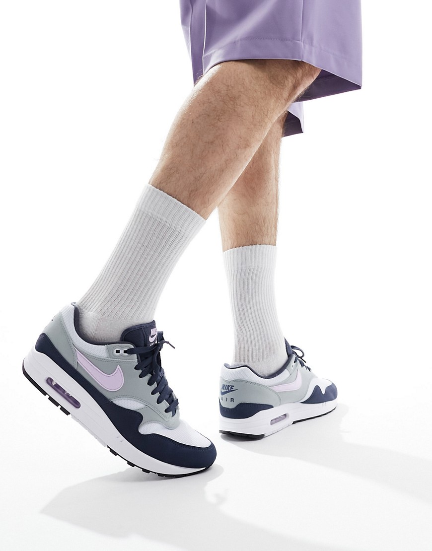 Nike Air Max 1 Sneakers In Gray And Lilac