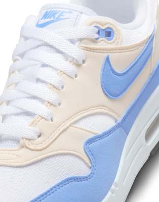 Nike Air Max 1 Sneakers in white and blue | ASOS display picture 1
