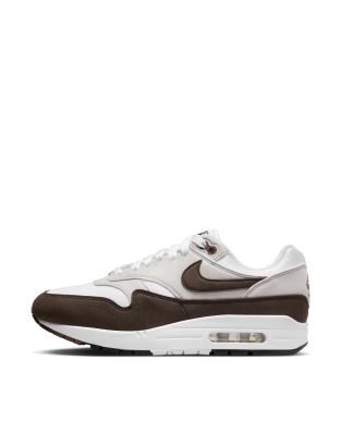 Nike Air Max 1 Sneakers In White And Dark Brown-black In Black