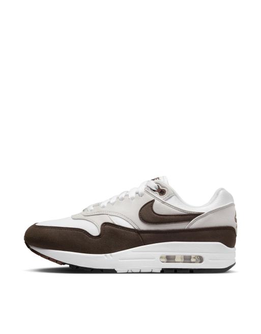 Nike Air Max 1 sneakers in white and dark brown