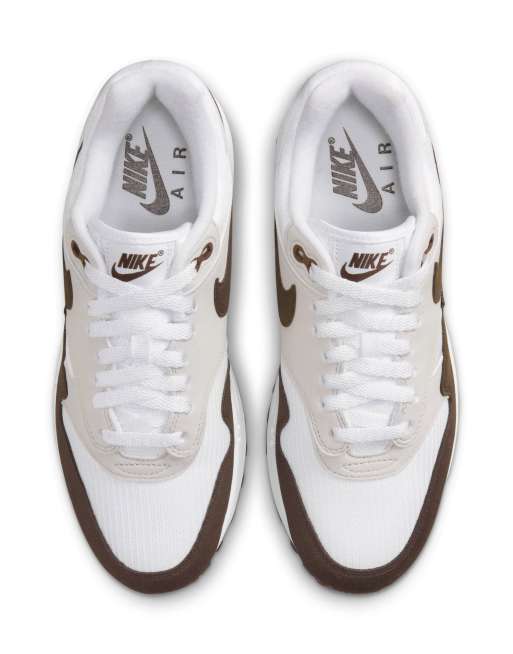 Nike Air Max 1 sneakers in white and dark brown | ASOS