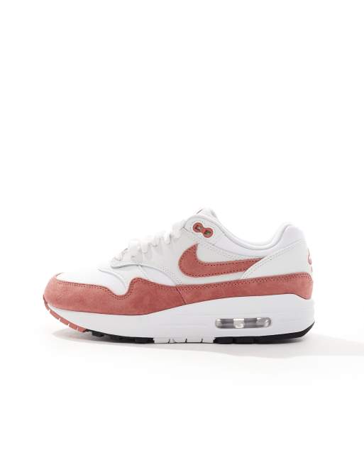 Nike Air Max 1 sneakers in white and pink