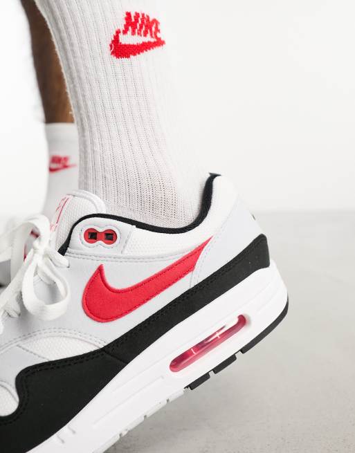 Nike Air Max 1 sneakers in white and red