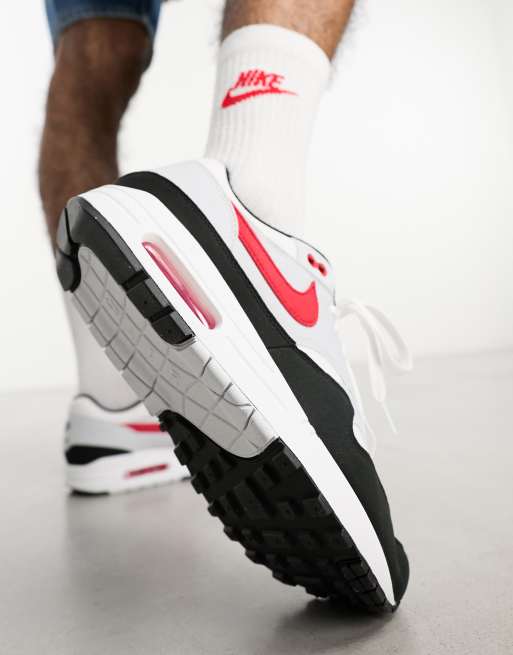 Nike Air Max 1 Sneakers in White and Red