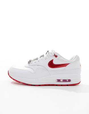 Nike Air Max 1 sneakers in white and red