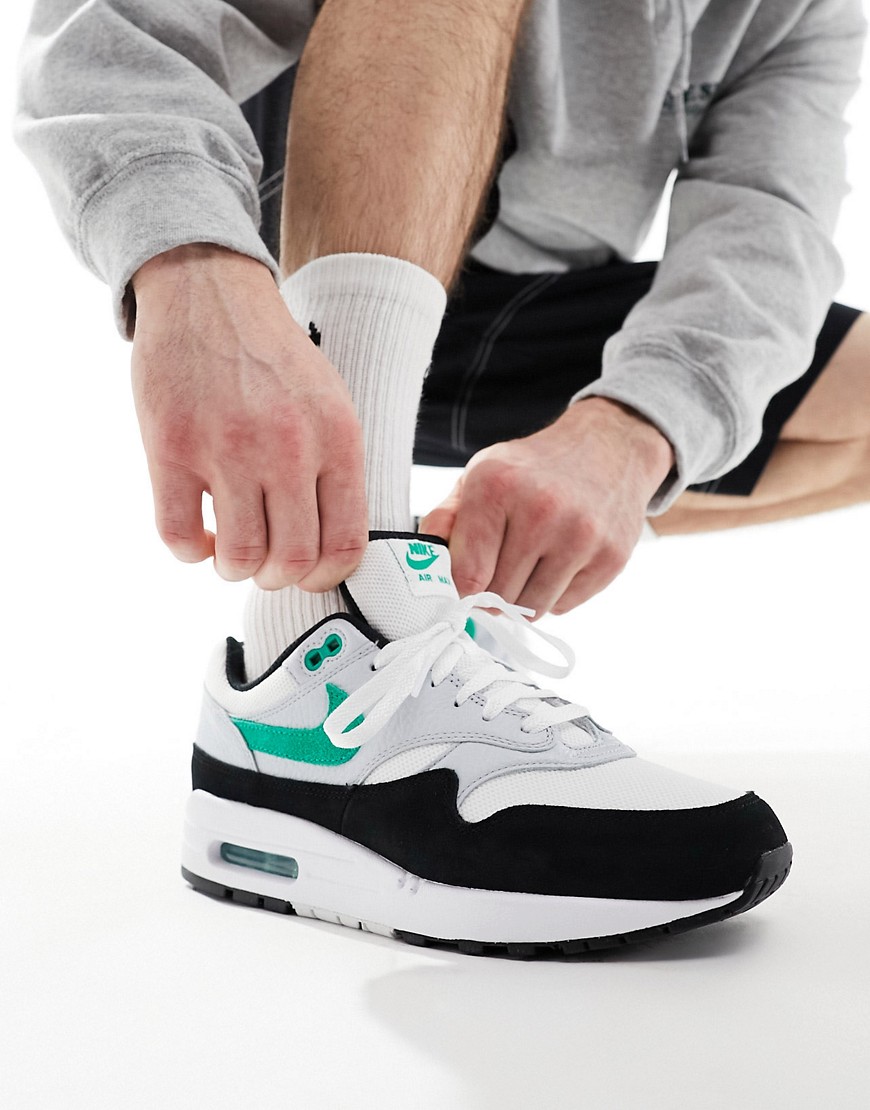 Air Max 1 sneakers in white, black and green
